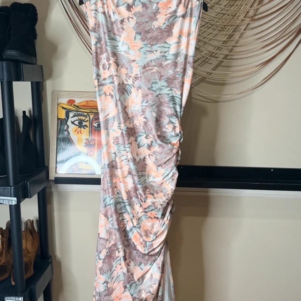 SHEIN Floral Maxi Slip Dress in Pink and Sage